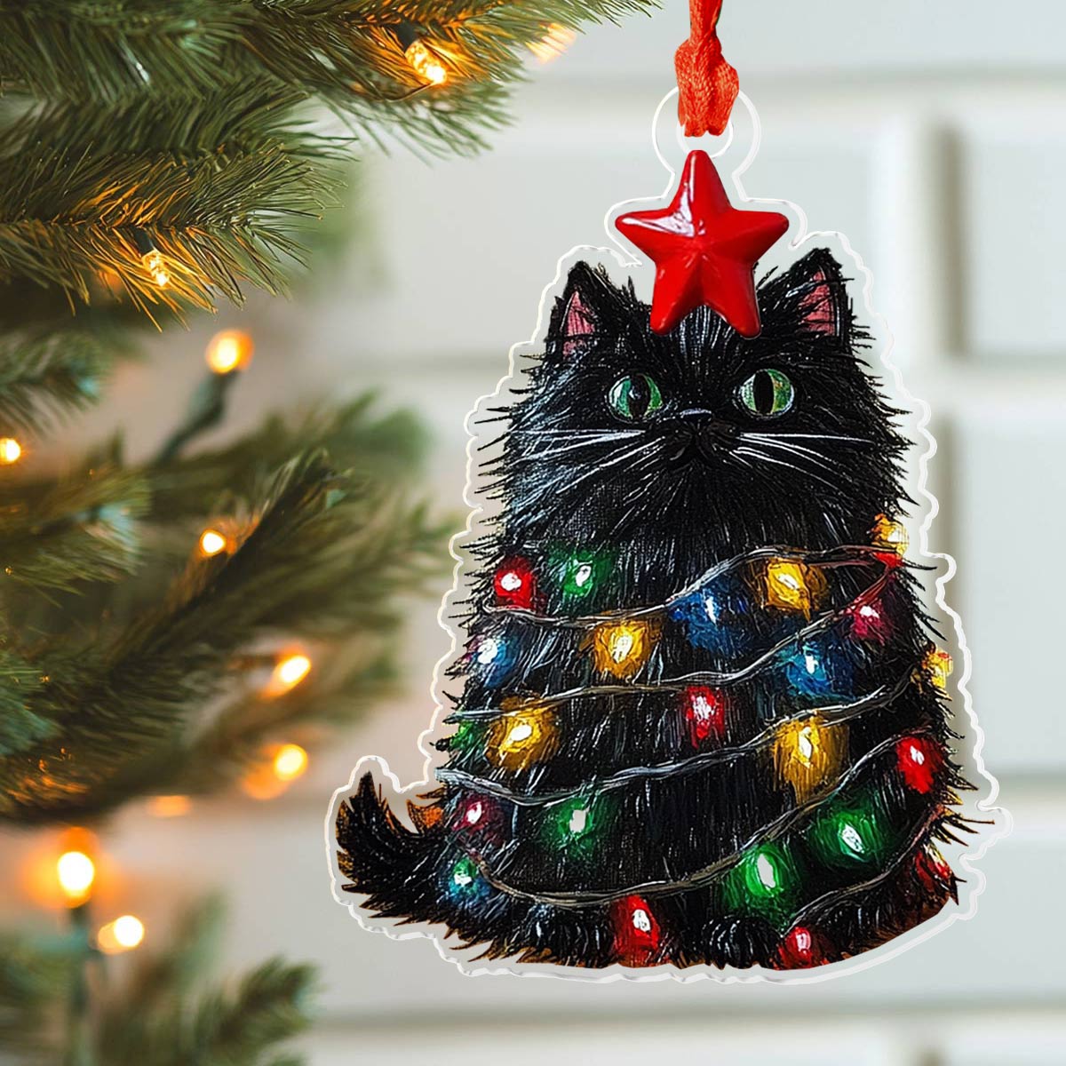 Shineful 2D Acrylic Ornament Kitty Christmas