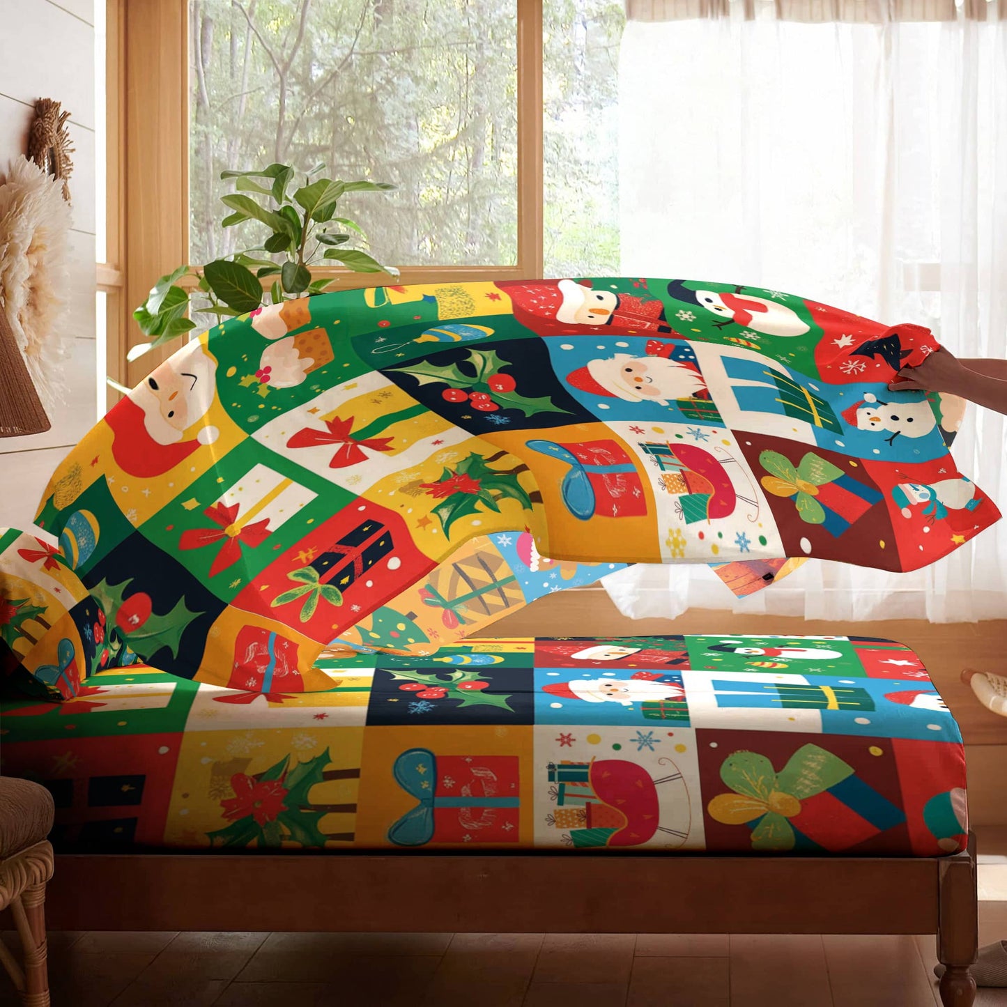 Shineful 4-Piece Bed Sheet Set Festive Joy