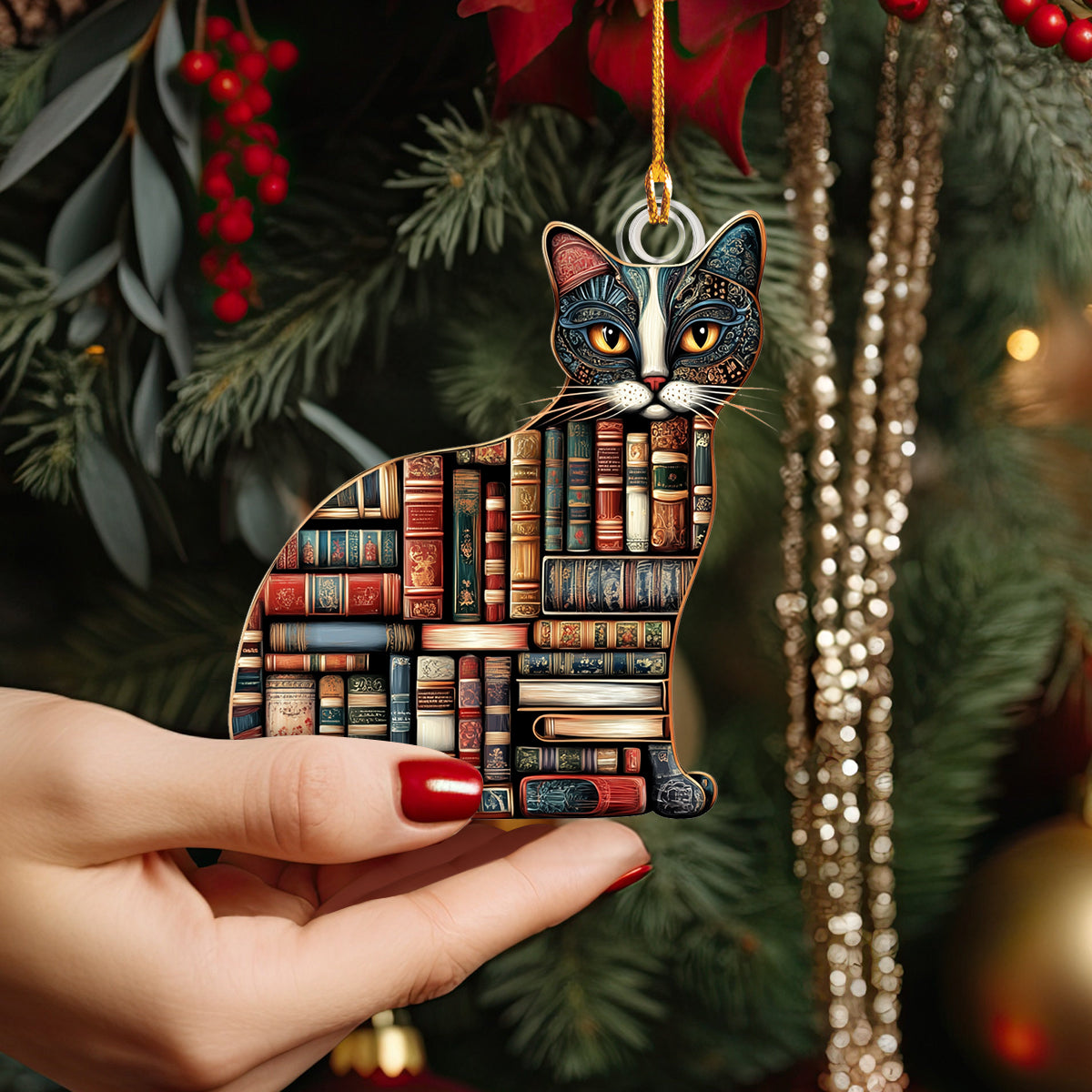 Shineful 2D Acrylic Ornament Reading Cat