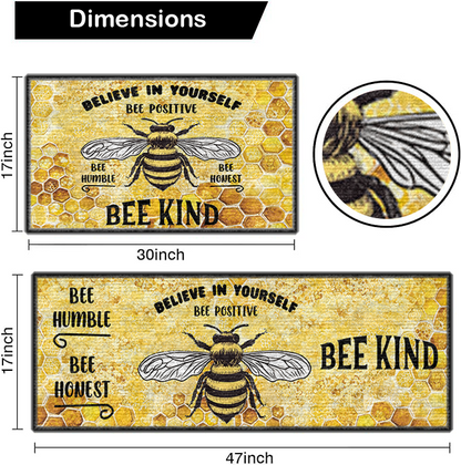 Shineful Ultra-Thin Non Skid Floor Mat, Kitchen Rugs Sweet Bee Welcome