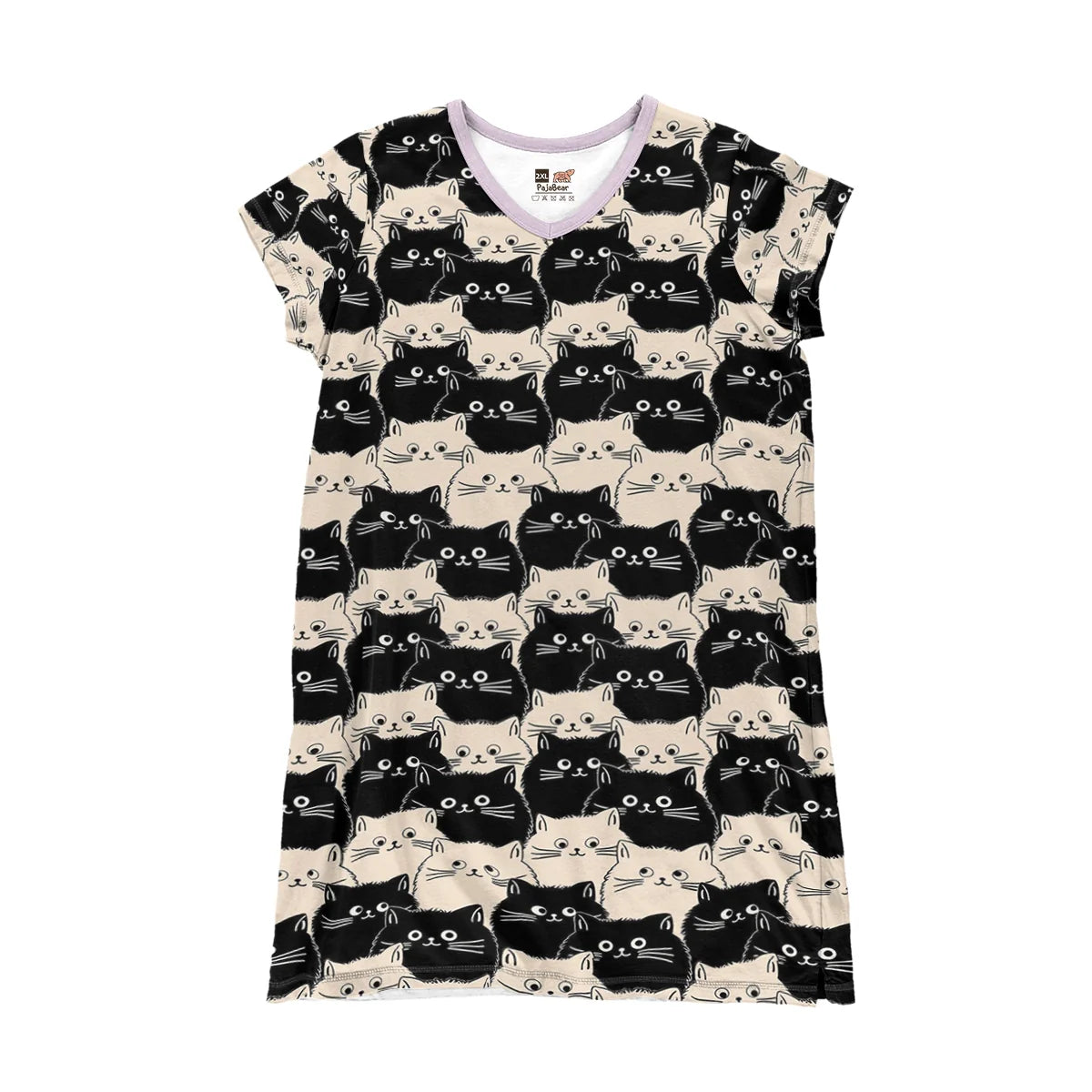 Shineful V-neck Nightshirts Cute Fat Cats