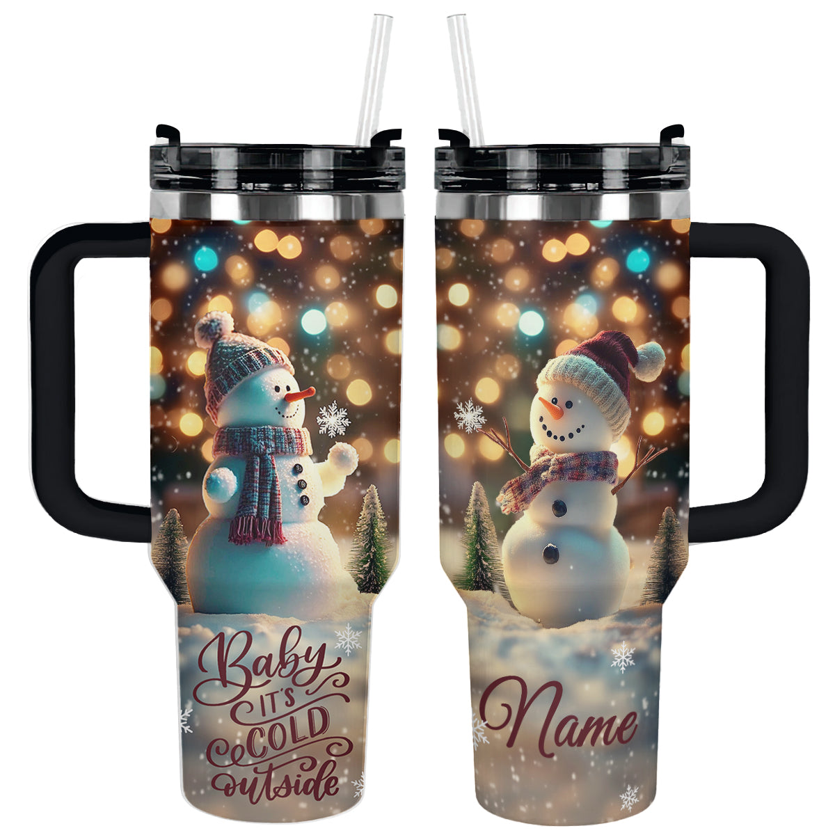 Shineful Glossy Tumbler Personalized Happy Snowman