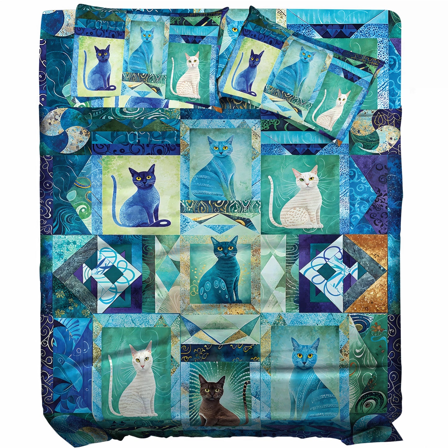 Shineful 4-Piece Bed Sheet Set Mystic Cat