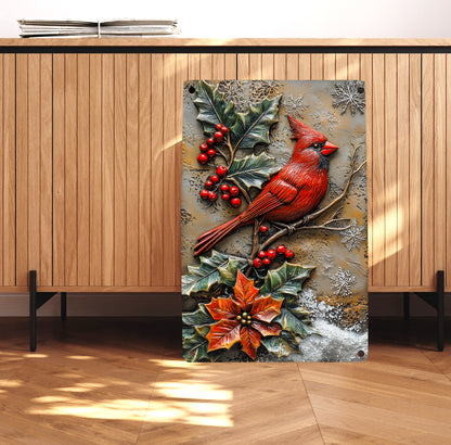 Shineful 2D Metal Sign Snowy Cardinal