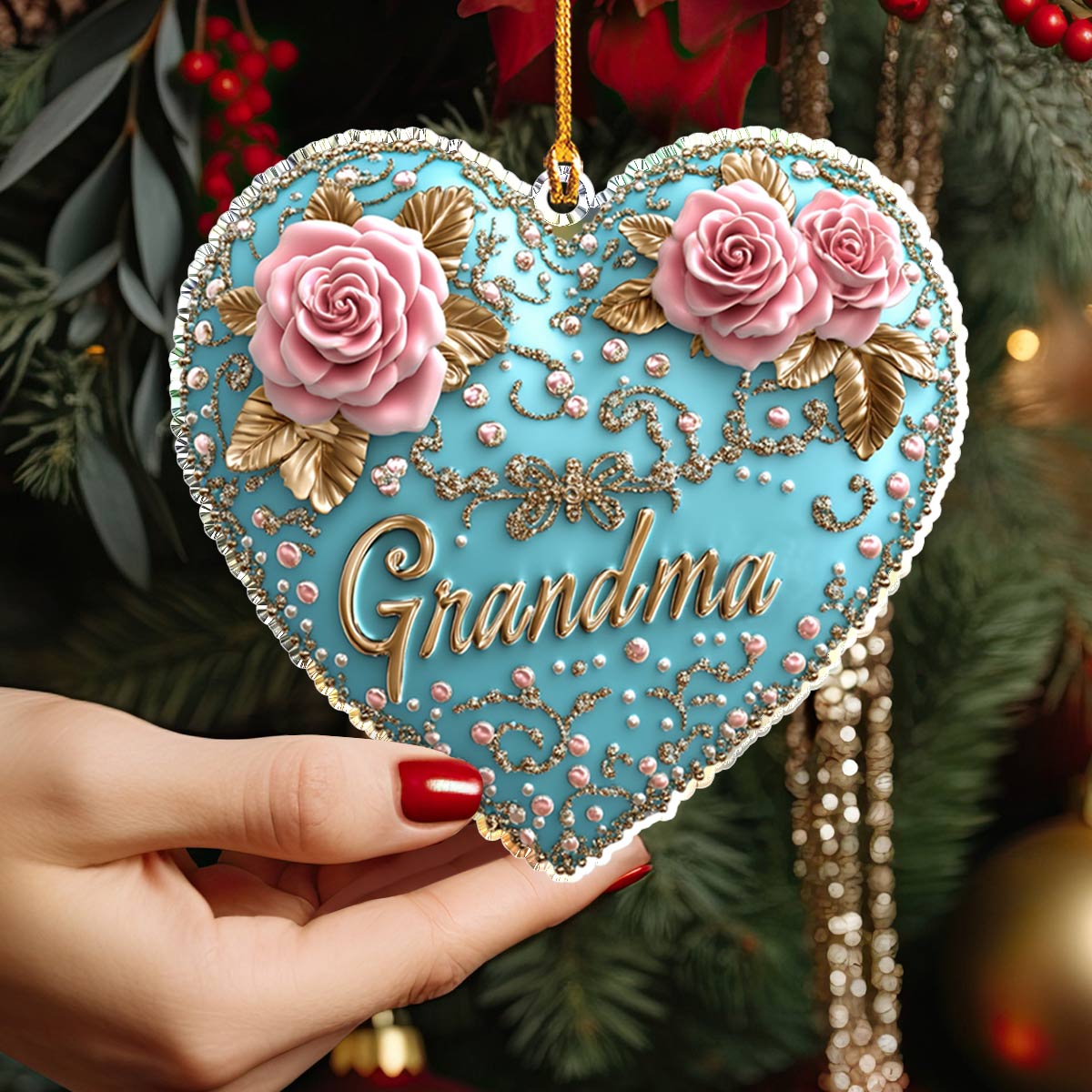 Ornement en acrylique brillant I Love Grandma 6 styles 