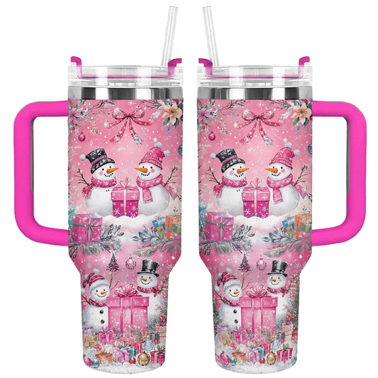 Shiny Tumbler Rosa Schneemann Weihnachten