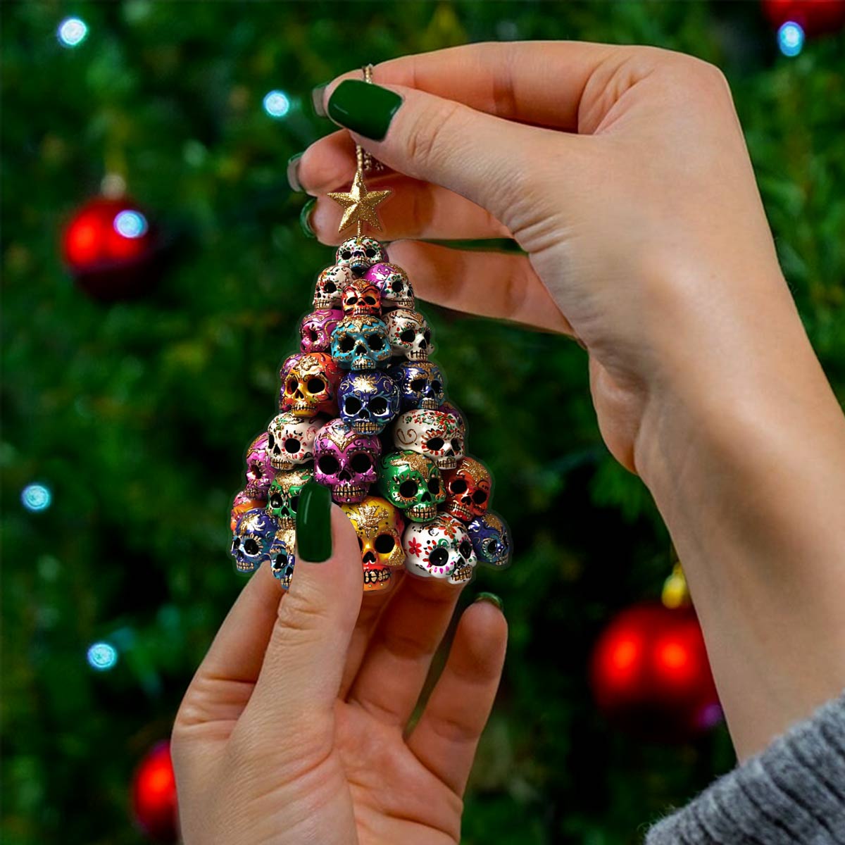 Shineful 2D Acrylic Ornament Gorgeous Skulls Christmas Tree Lovely