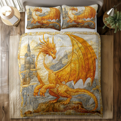 Shineful All Season Quilt 3-Piece Set Golden Dragon