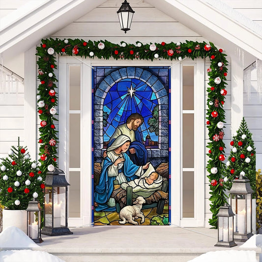 Shineful Door Cover Bethlehem Nativity