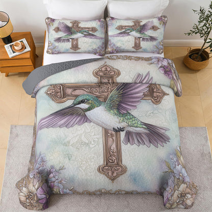 Shineful All Season Quilt 3-Piece Set Hummingbird Cross