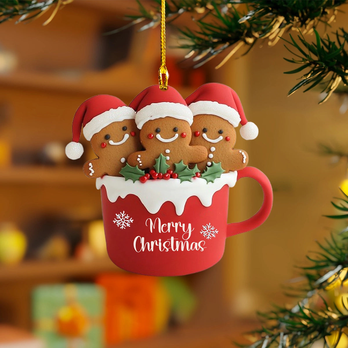 Shineful Acrylic Ornament Gingerbread Mug Merriment