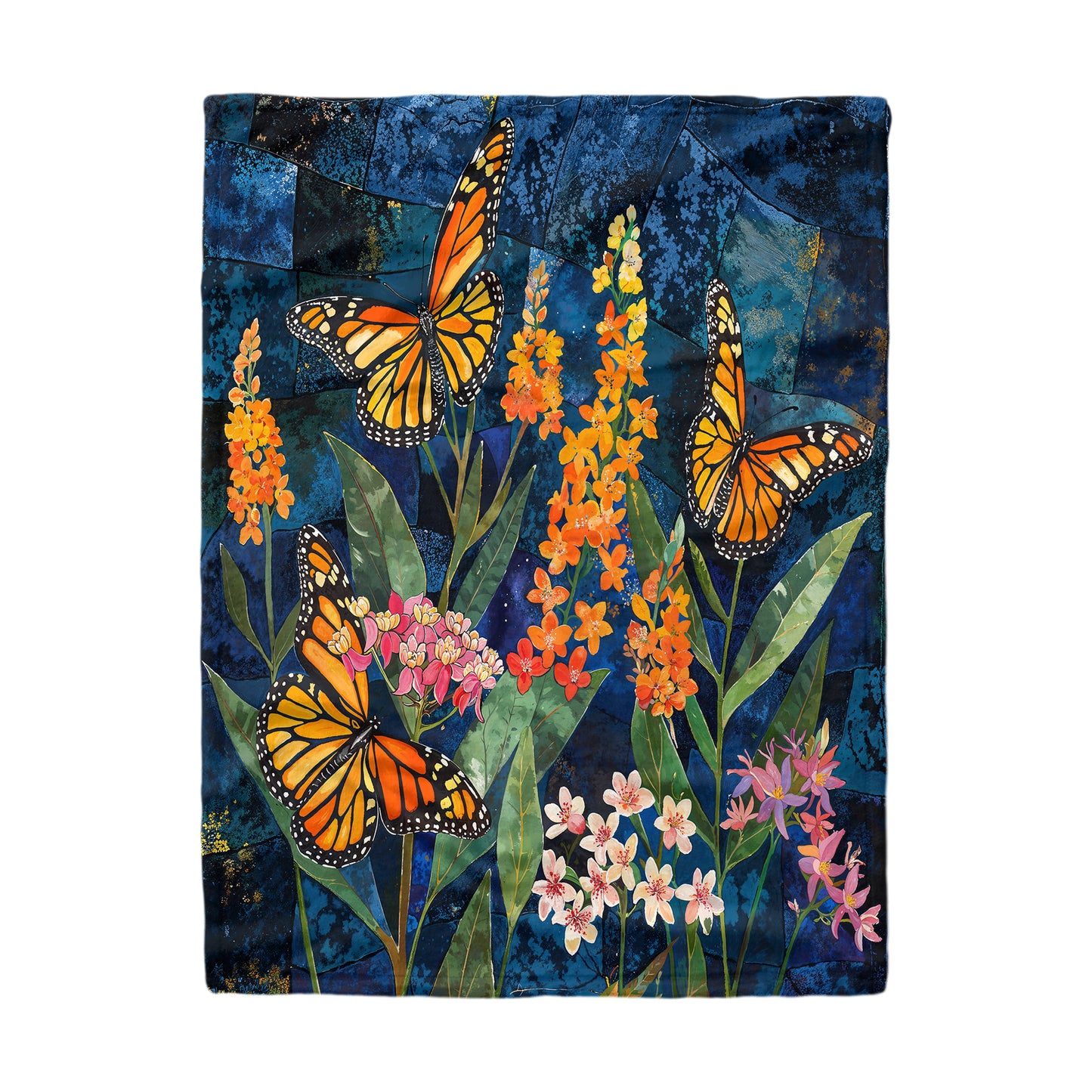 Shineful Fleece Blanket Monarch Butterflies And Milkweed Plant