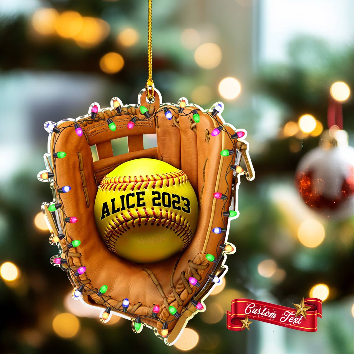 Shineful 2D Acrylic Ornament Personalized Softball Holiday