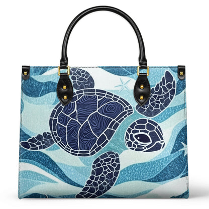 Shineful Leather Bag Deep Blue Turtle