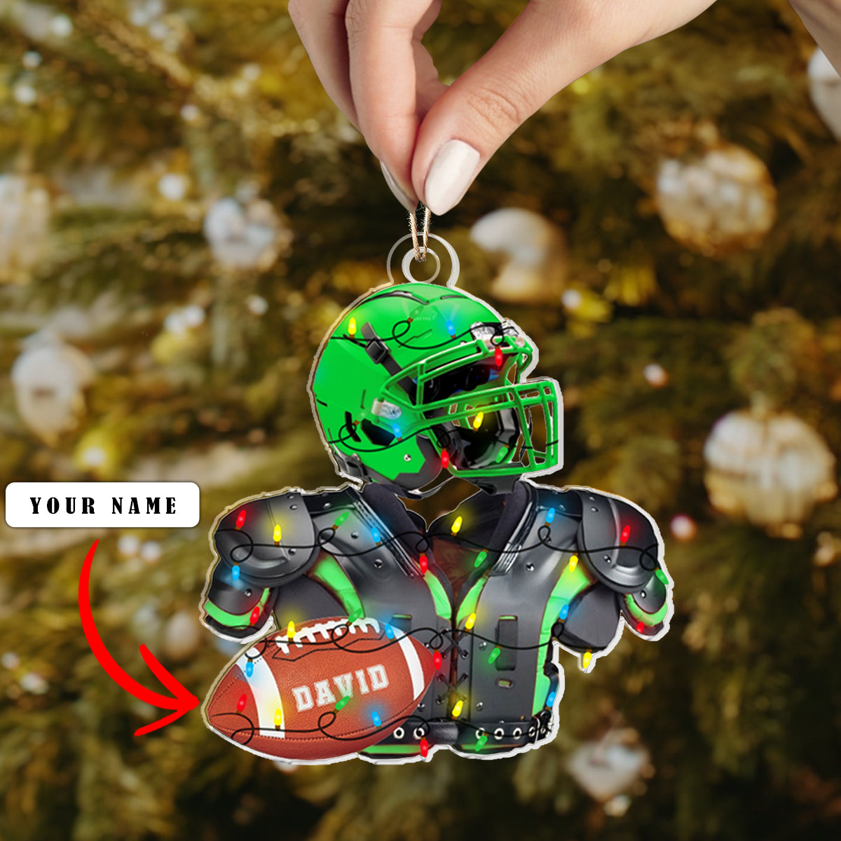 Shineful  Personalized 2D Acrylic Ornament - Football Player Christmas