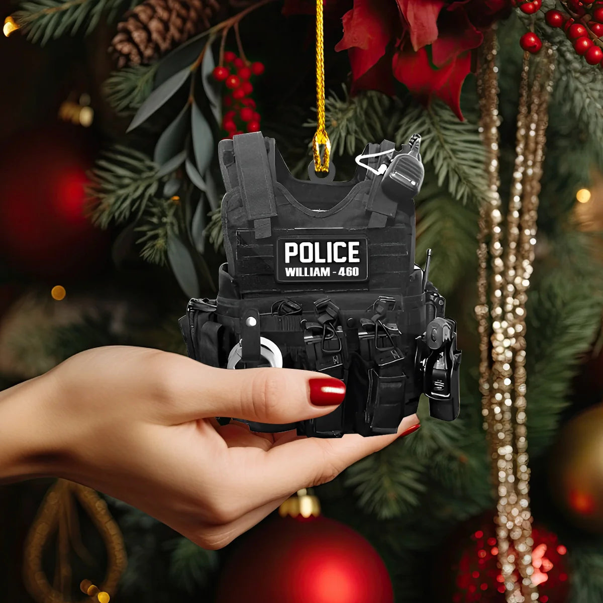 Shineful 2D Acrylic Ornament Police Tactical Vest