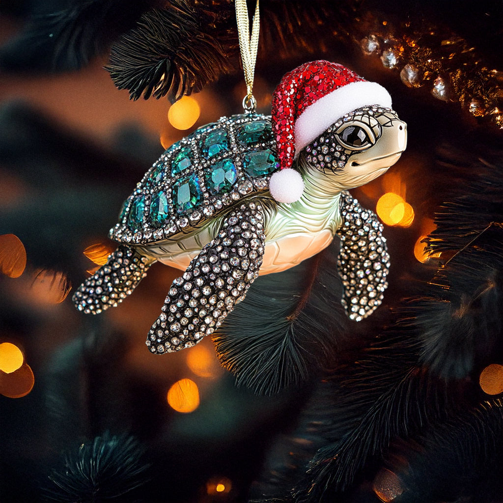 Glänzendes 2D-Acryl-Ornament „Sparkle Sea Turtle“ 