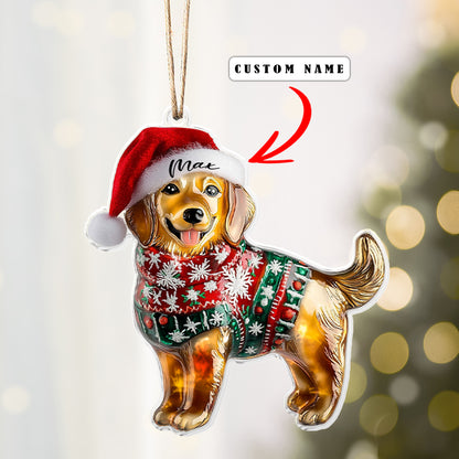 Shineful 2D Acrylic Ornament - Golden Retriever Christmas