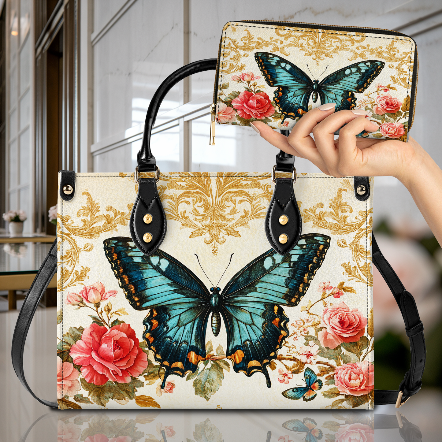 Shineful Leather Bag Butterfly Rose Whisper