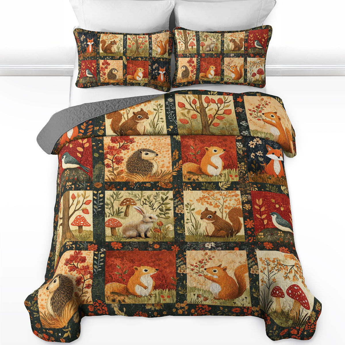 Shineful All Season Quilt 3-Piece Set Animal Forest Happy