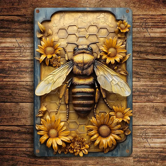 Shineful 2D Metal Sign Golden Bee