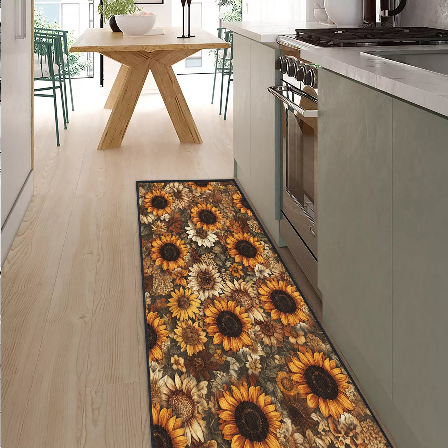 Shineful Ultra-Thin Non Skid Floor Mat, Kitchen Rugs Sunflower Glow