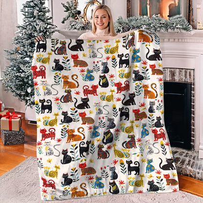 Shineful Fleece Blanket Cute Whimsical Cat