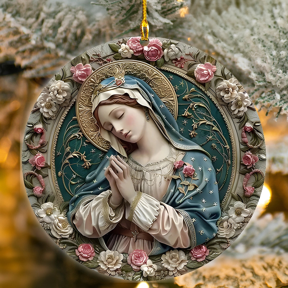 Shineful 2D Acrylic Ornament Our Lady of Grace Floral