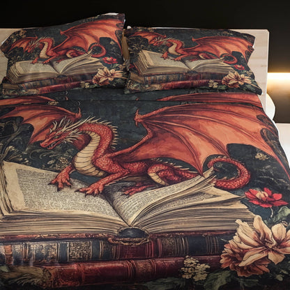 Shineful 4-Piece Bed Sheet Set Heritage Dragon Reading