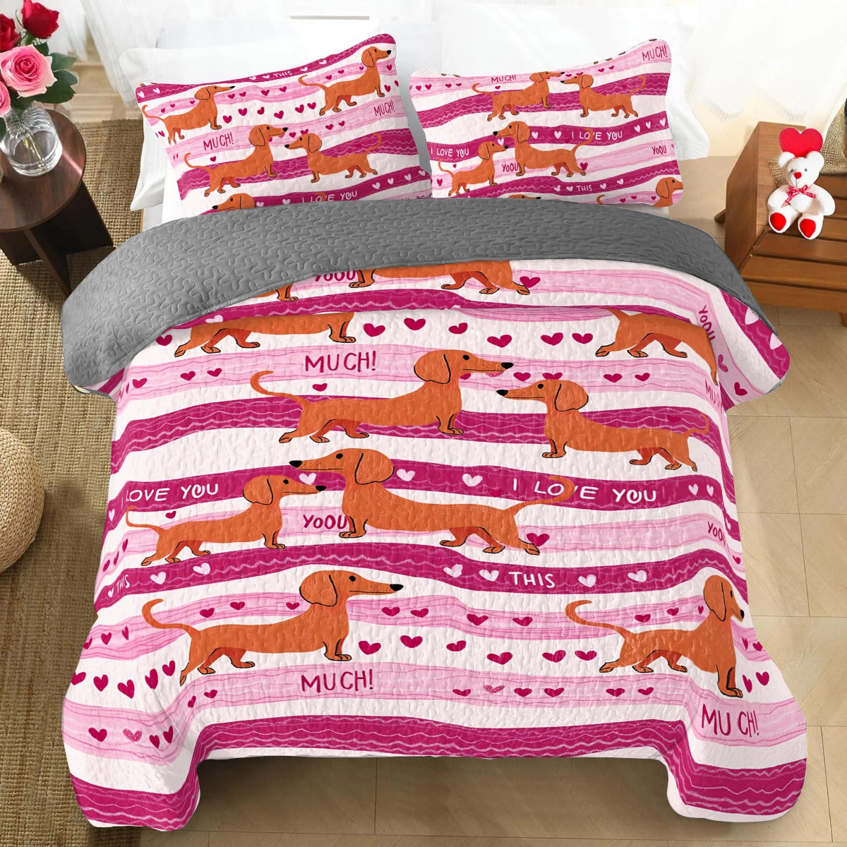 Shineful All Season Quilt 3-Piece Set Puppy Love Forever