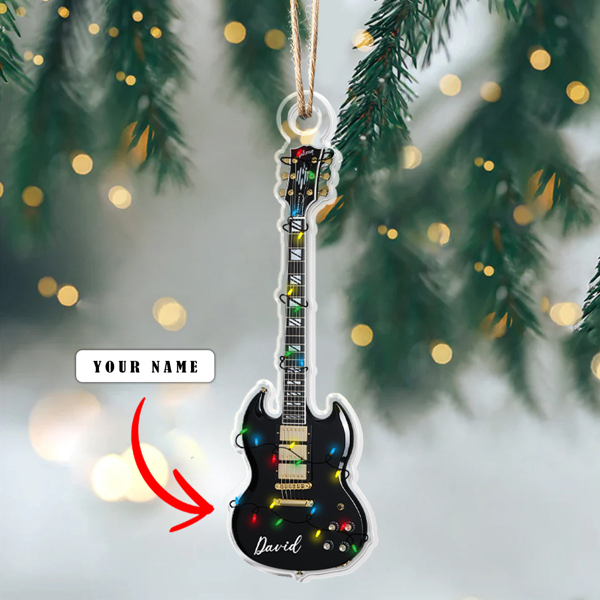 Shineful Personalized 2D Acrylic Ornament - Gibson SG Guitar