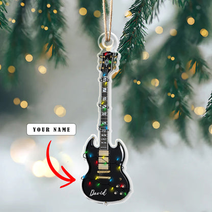 Glänzendes personalisiertes 2D-Acryl-Ornament – ​​Gibson SG-Gitarre 