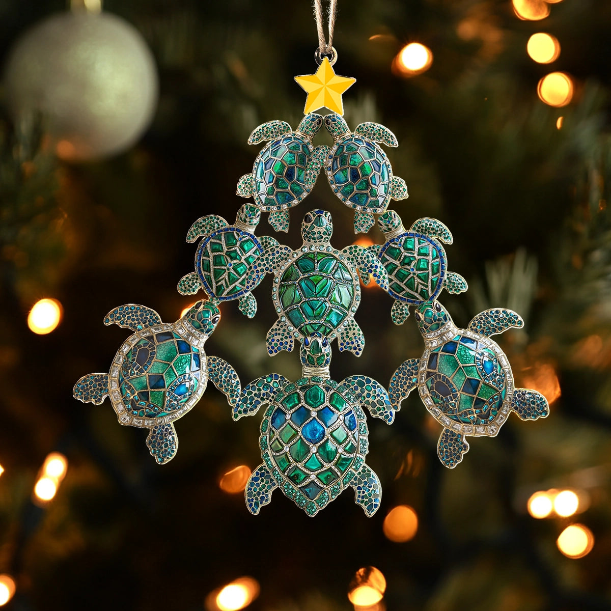 Shineful 2D Acrylic Ornament Christmas Sea Turtle Symphony