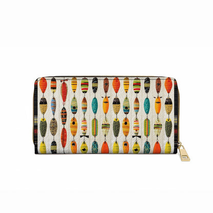 Glänzende Leder Clutch mit Trageriemen, Angel-Motiv, großer Fang