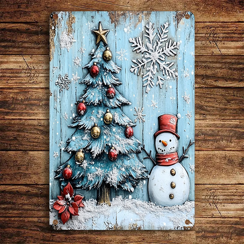 Shineful 2D Metal Sign Happy Snowman Christmas