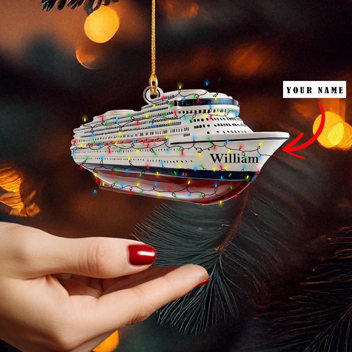 Shineful 2D Acrylic Ornament Personalized Christmas Cruise Ship