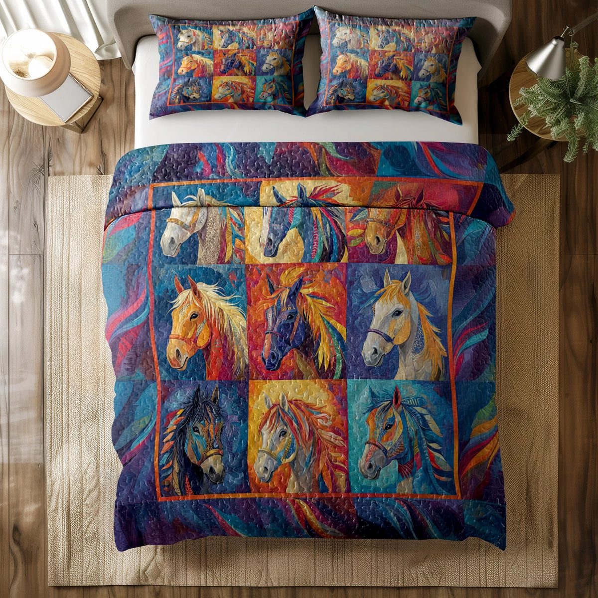 Shineful All Season Quilt 3-Piece Set - Majestic Horse Spirit