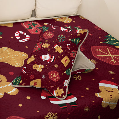 Shineful All Season Quilt 3-Piece Set Cute Christmas Pattern