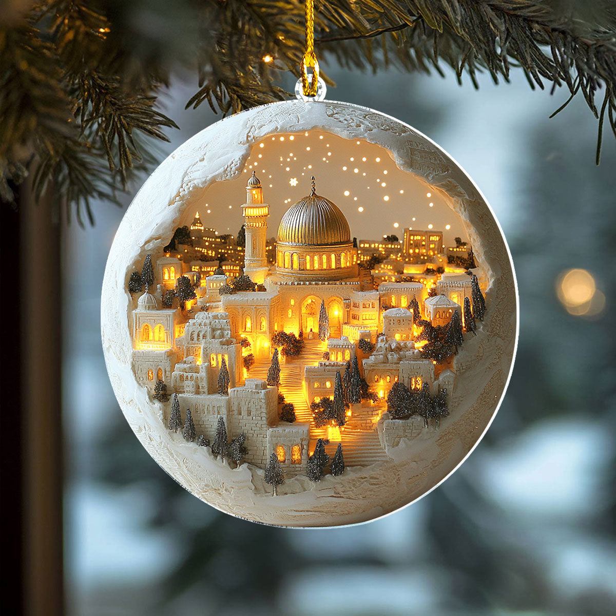 Shineful 2D Acrylic Ornament - Jerusalem’s Golden Glow