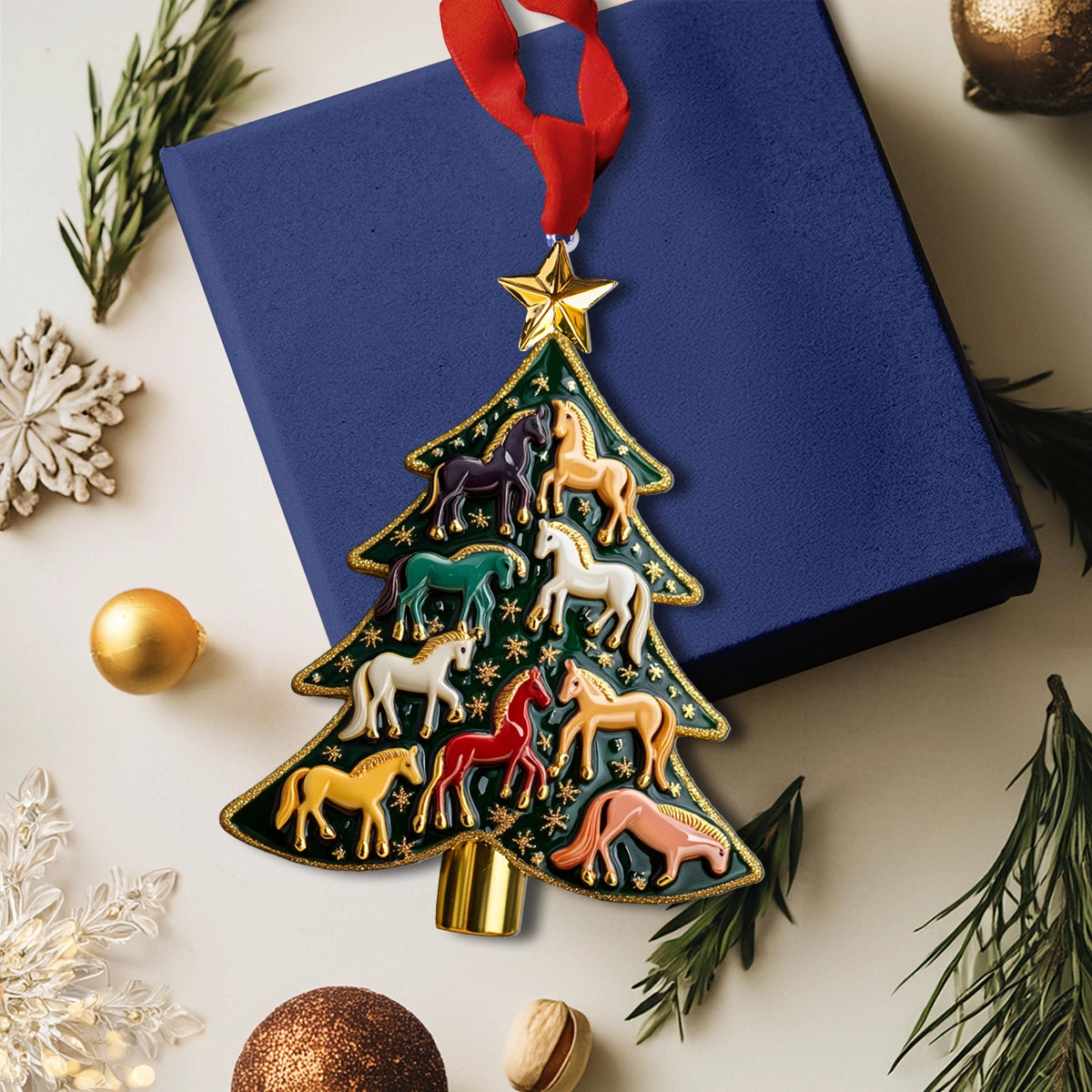 Shineful 2D Acrylic Ornament Majestic Horse Holiday Tree