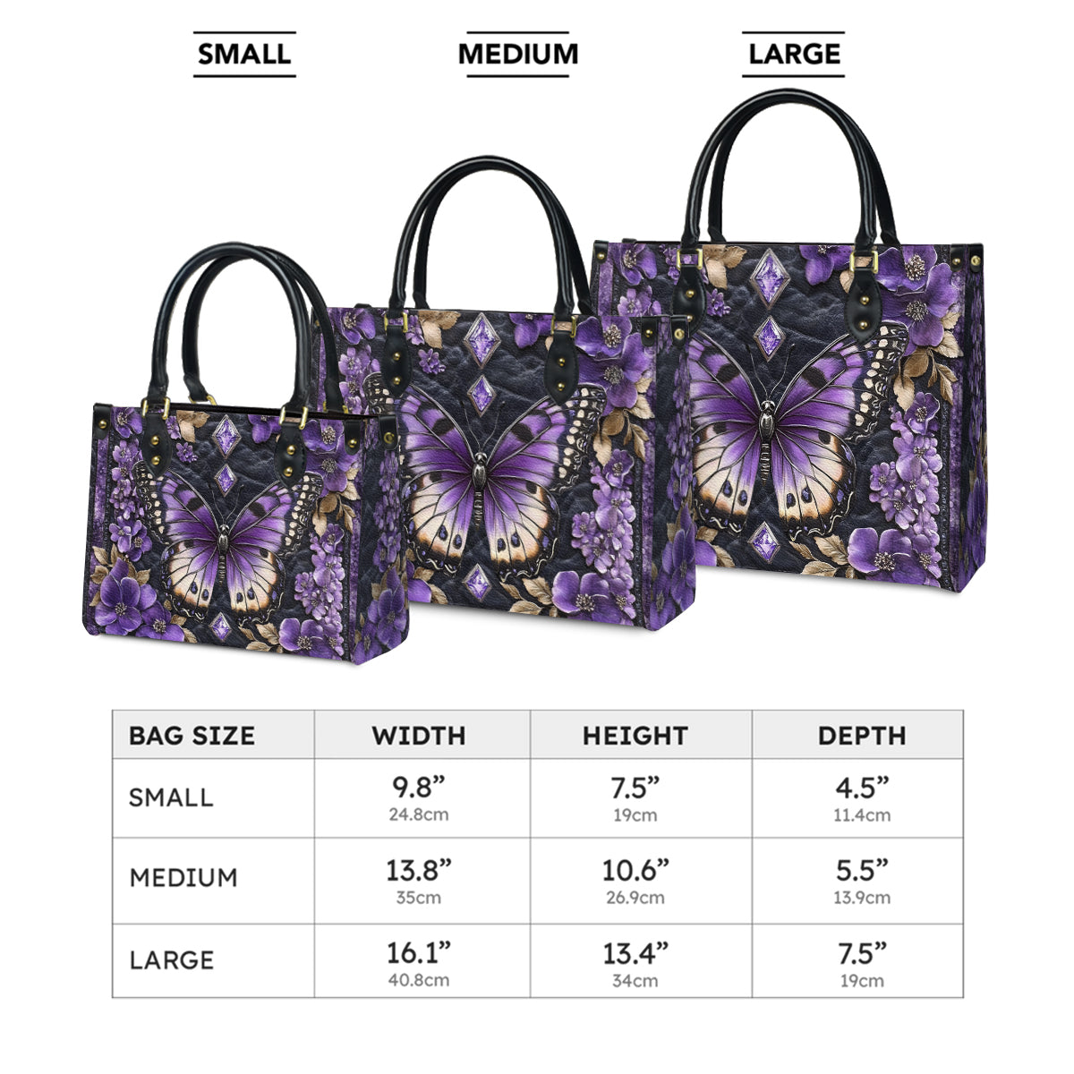 Sac en cuir brillant Purple Whimsy Blossom