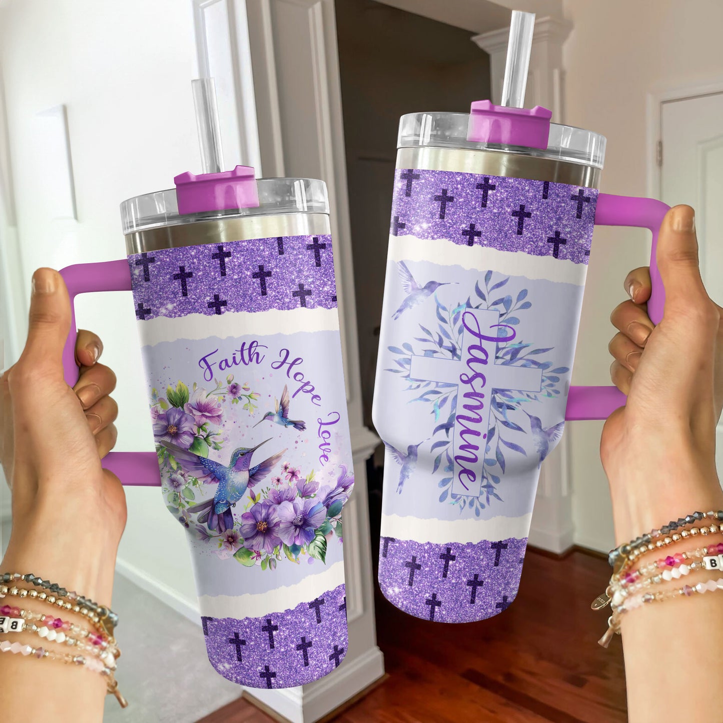 Shineful Tumbler Personalized Hummingbird Blessings