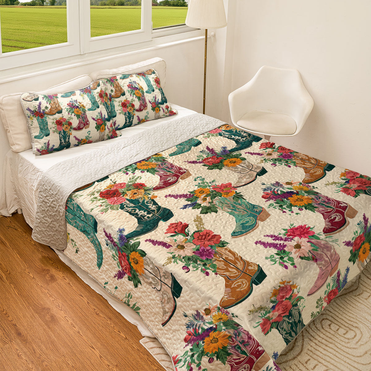 Shineful All Season Quilt 3-Piece Set Wildflower Boots