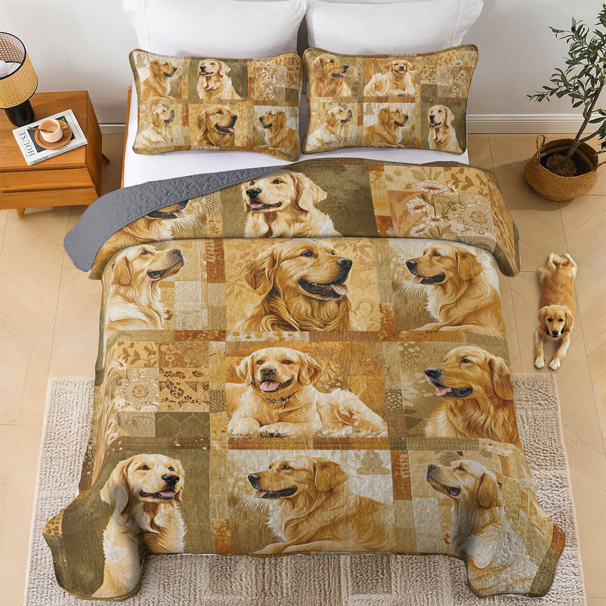 Shineful All Season Quilt 3-Piece Set Golden Slumber Haven