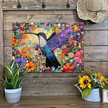 Shineful 2D Metal Sign Sample Vibrant Hummingbird