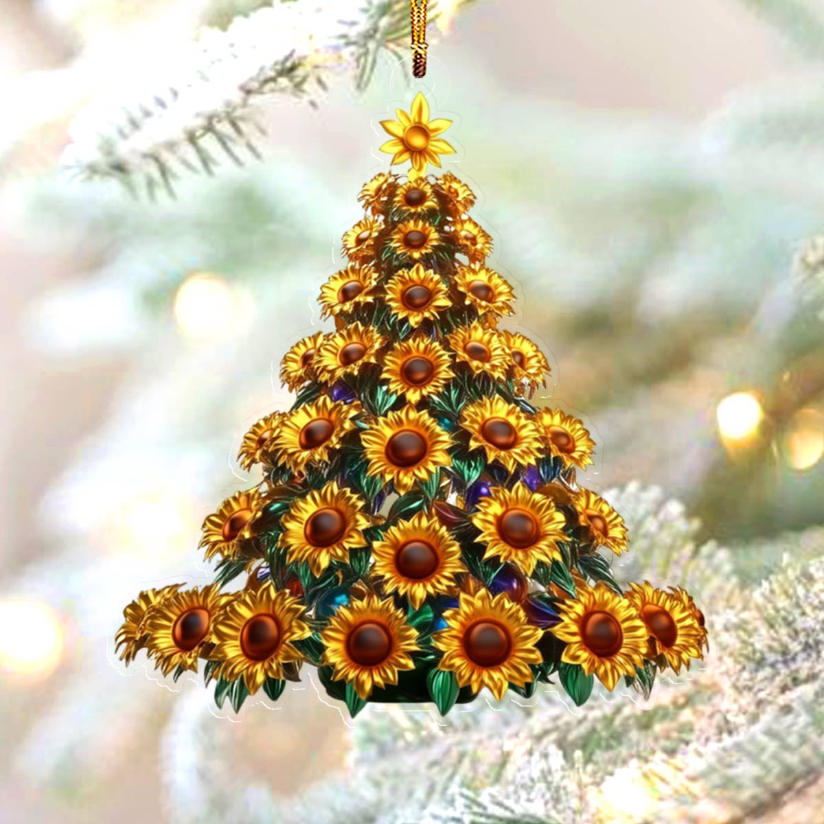 Shineful 2D Acrylic Ornament Gentle Christmas Tree Sunflowers