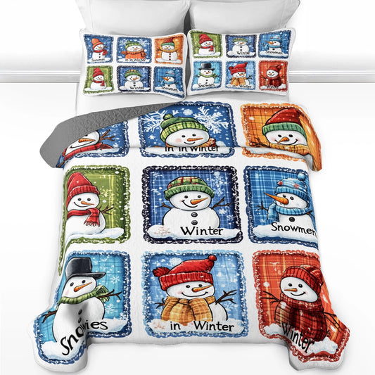 Shineful All Season Quilt 3-Piece Set Christmas Winter Snowman