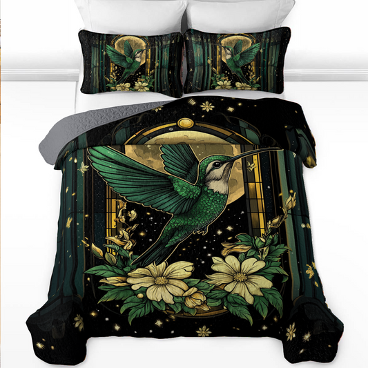 Shineful All Season Quilt 3-Piece Set Moonlit Hummingbird