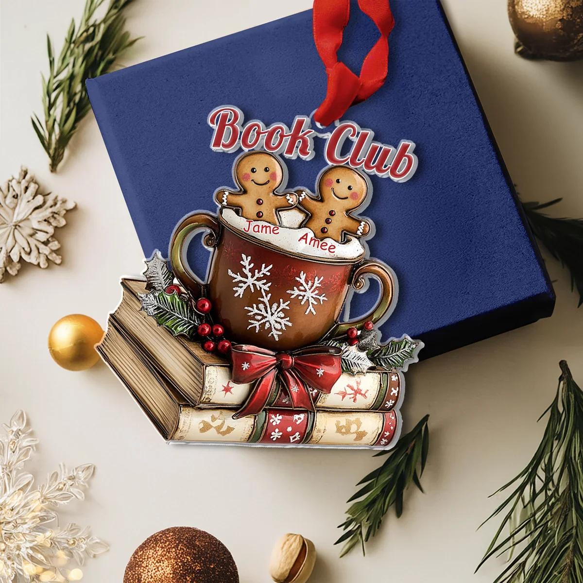 Shineful 2D Acrylic Ornament Personalized  Holiday Reads & Treats