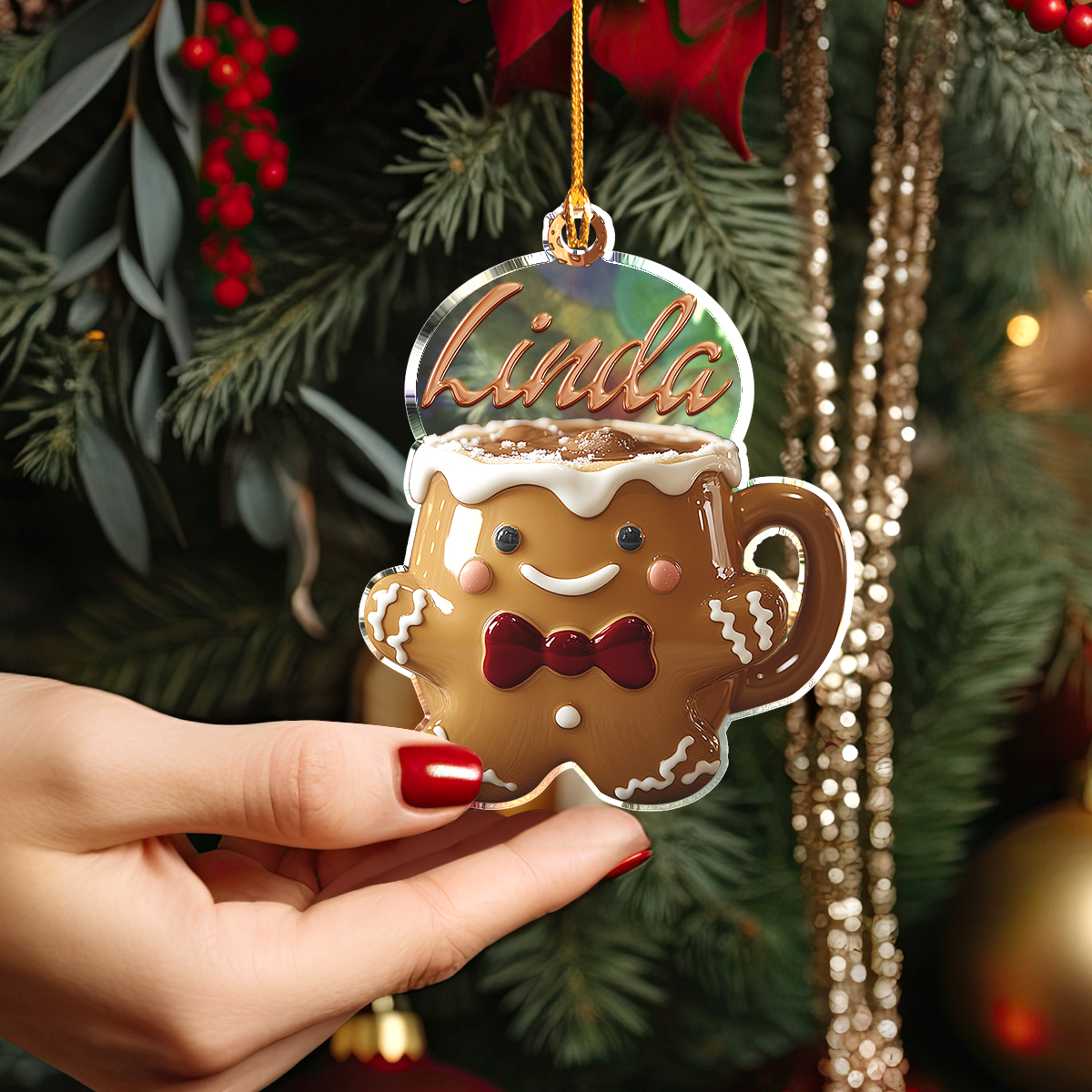 Shineful Personalized 2D Acrylic Ornament Charming Christmas Festive Cup